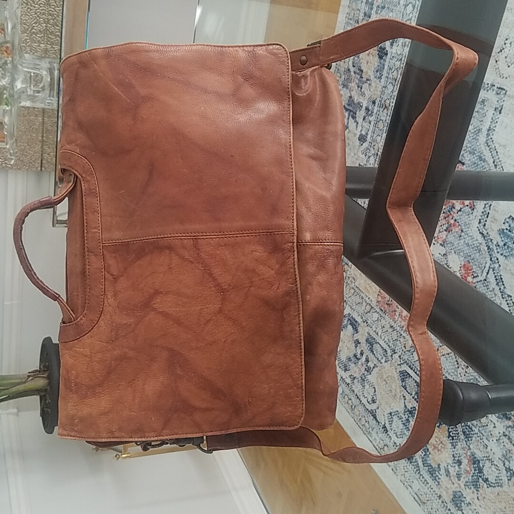 Brown Leather Messenger Bag for Men